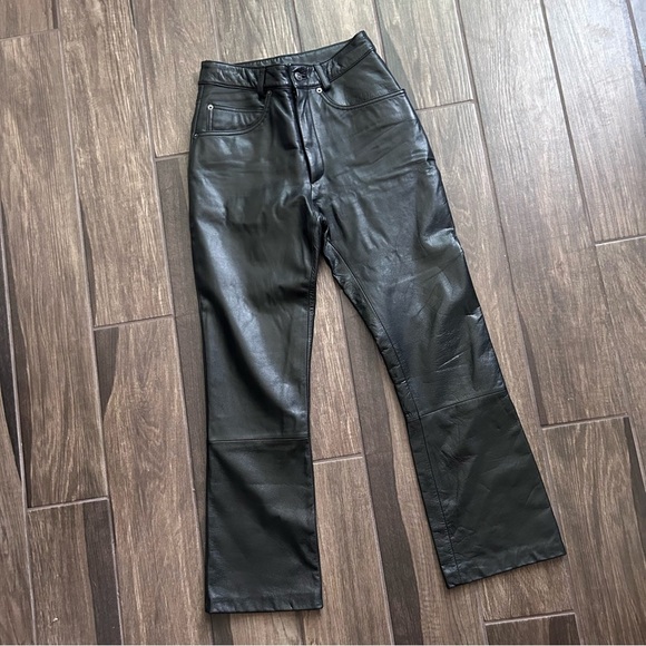 VTG Maxima Wilson’s Leather Black Leather Boot Cut Pants Sz 4 - Picture 1 of 8